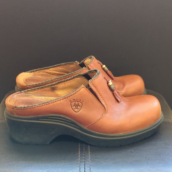 Ariat Mendocino Leather Beaded Tassel Leather Slip On  Western Comfort Clogs - Picture 3 of 8